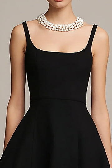 Classic Square Neck A-Line Little Black Dress